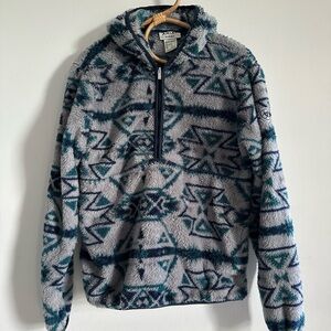 Ariat womens Patterned Zip Up Sweater in Gray and Teal